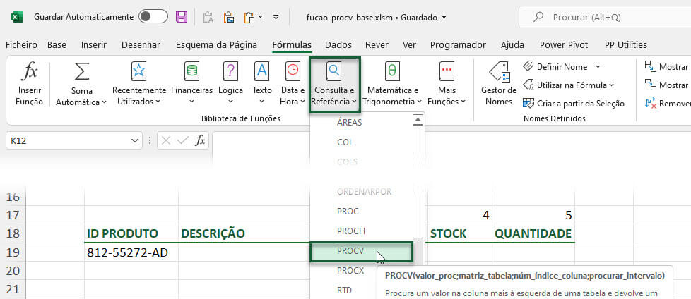 Como usar a função PROCV no Microsoft Excel