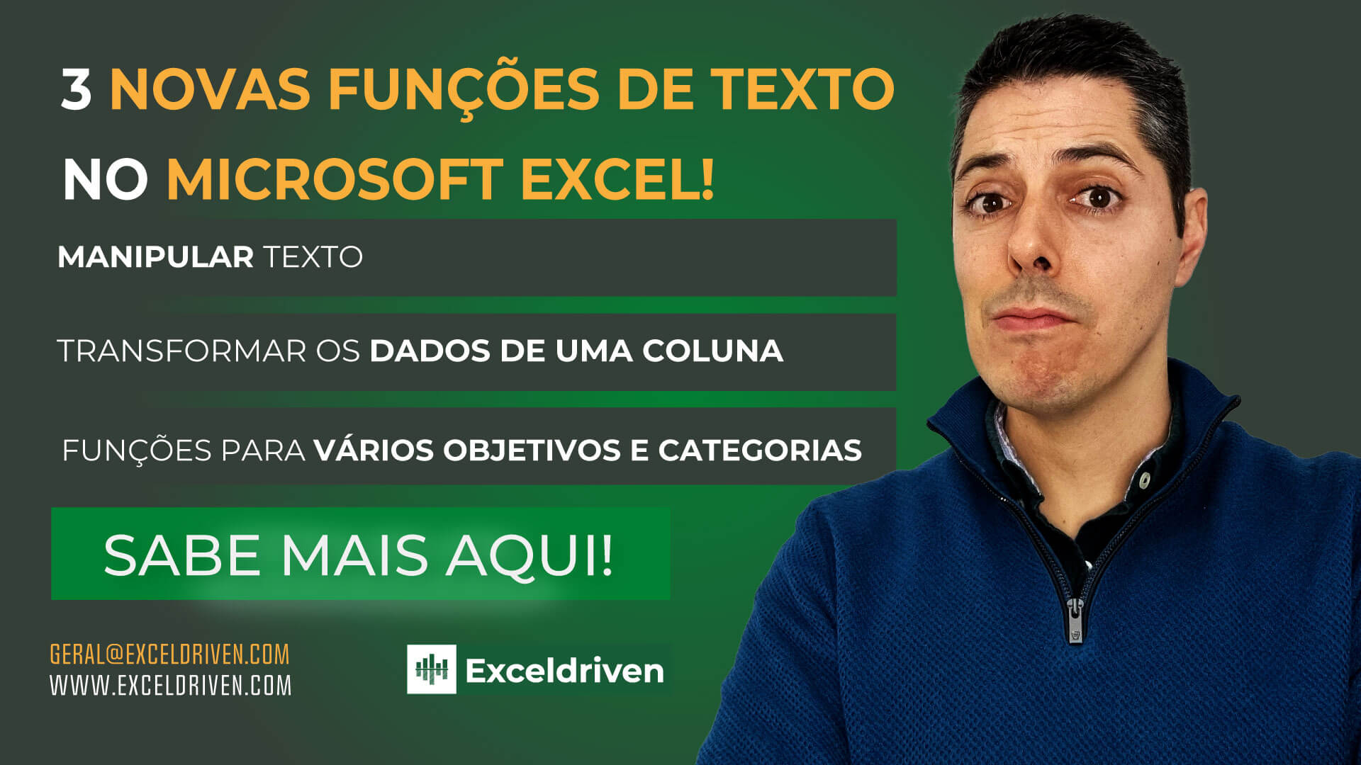 Existem 3 novas funções de texto no Excel!